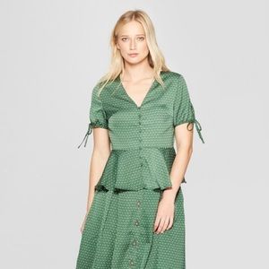 Who What Wear tie sleeve peplum blouse